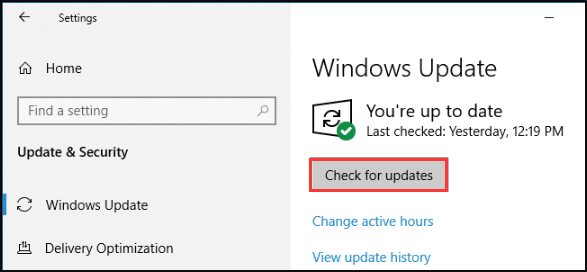 click on the Check for updates