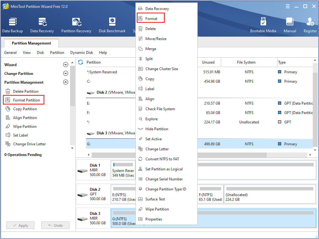 activate Format Partition feature