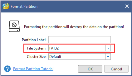 choose FAT32 as File System