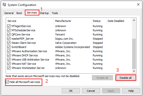 disable services