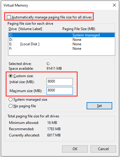 increase Virtual memory