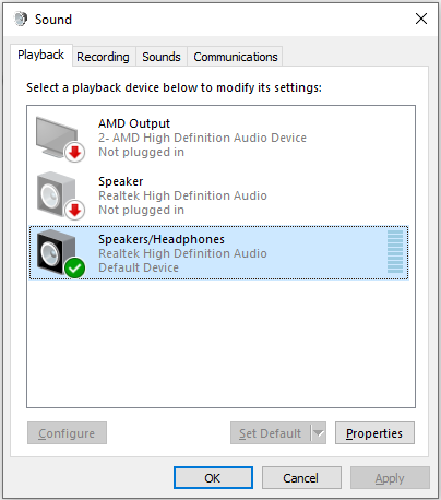 configure sound settings