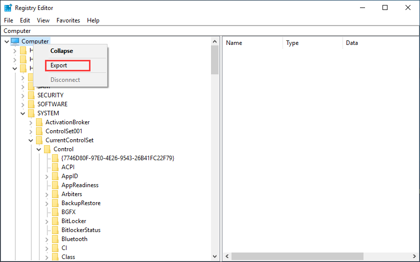 export registry file