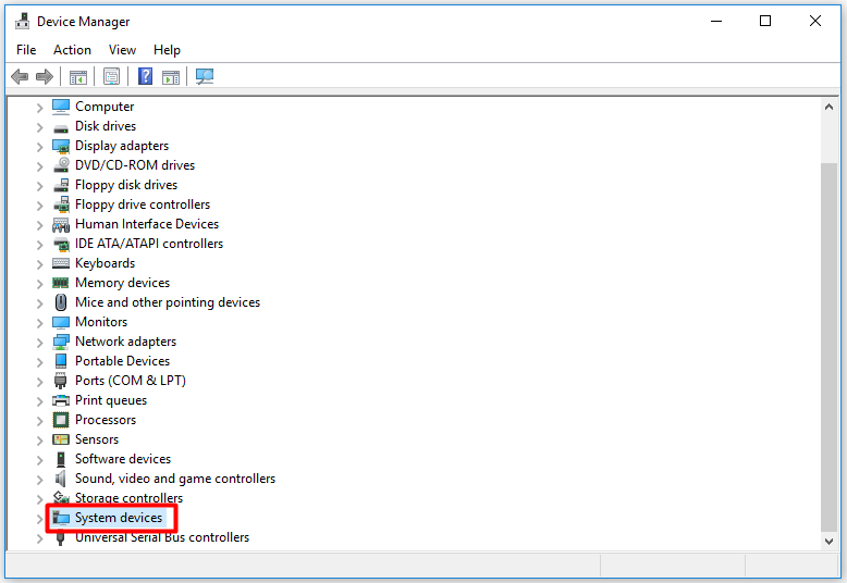 double click system devices to expand it