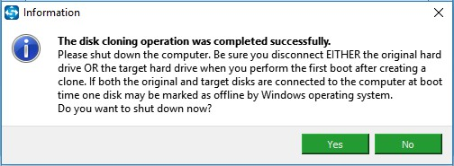 info: disconnect a hard drive