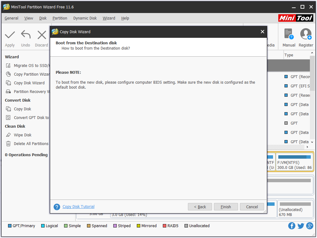 read how to boot from the new disk if you are cloning the system disk