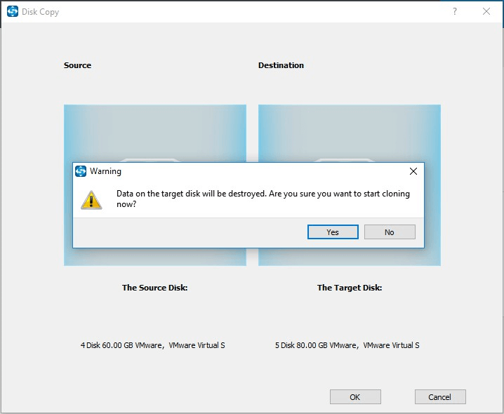 choose the source disk and target disk
