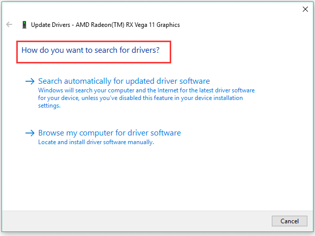 choose a way to update your device driver
