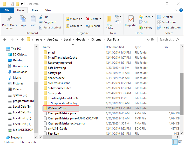 delete WidevineCdm folder