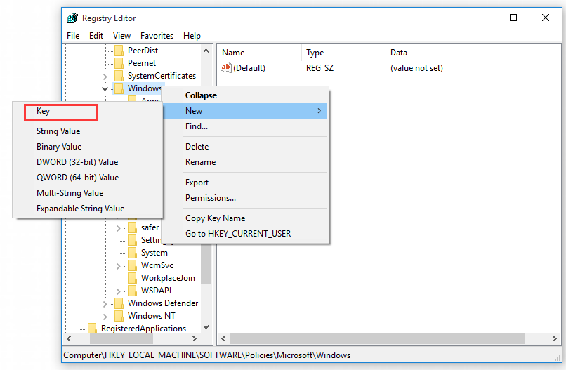 create a folder named WindowsSearch