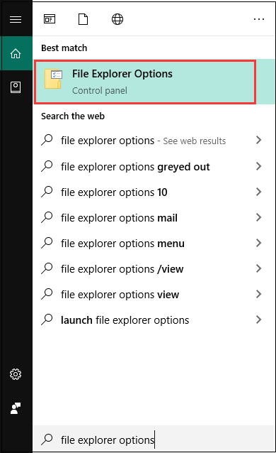 select file explorer options