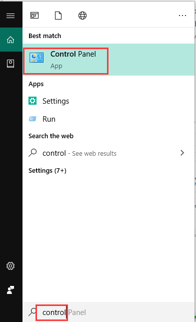 select Control Panel