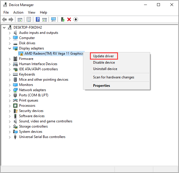 click Update driver