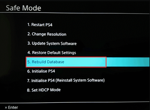 choose Rebuild Database to Fix  playstation network status