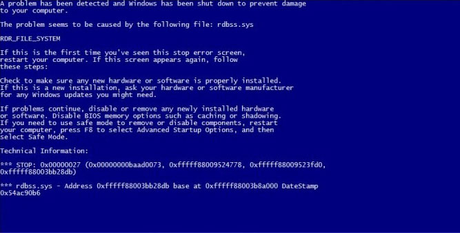 0x00000027 RDR_FILE_SYSTEM