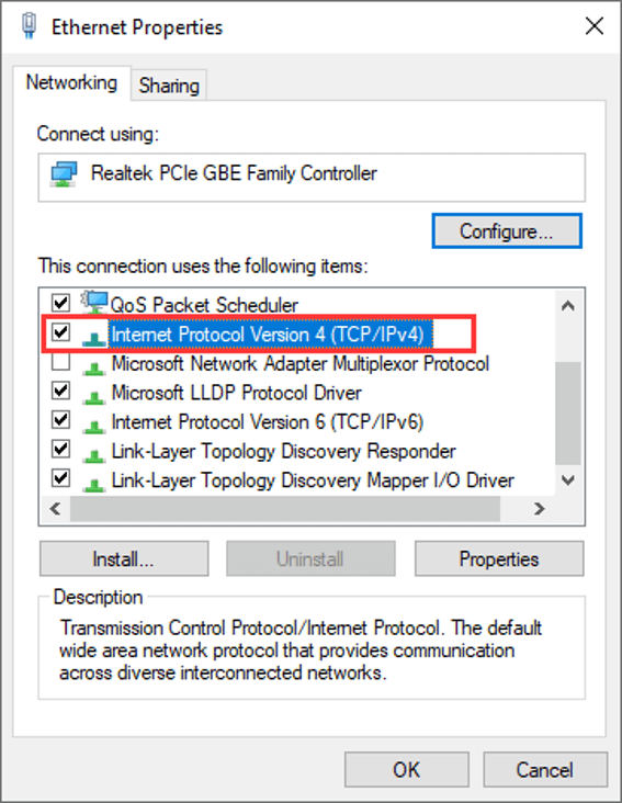 choose Internet Protocol Version 4