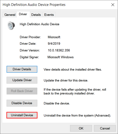 click Uninstall Device