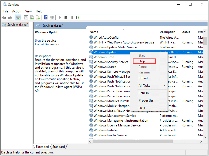disable Windows Update service temporarily