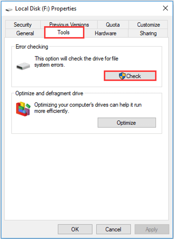 check hard drive in File Explorer