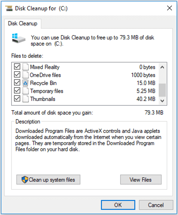 clear cache using Disk Cleanup