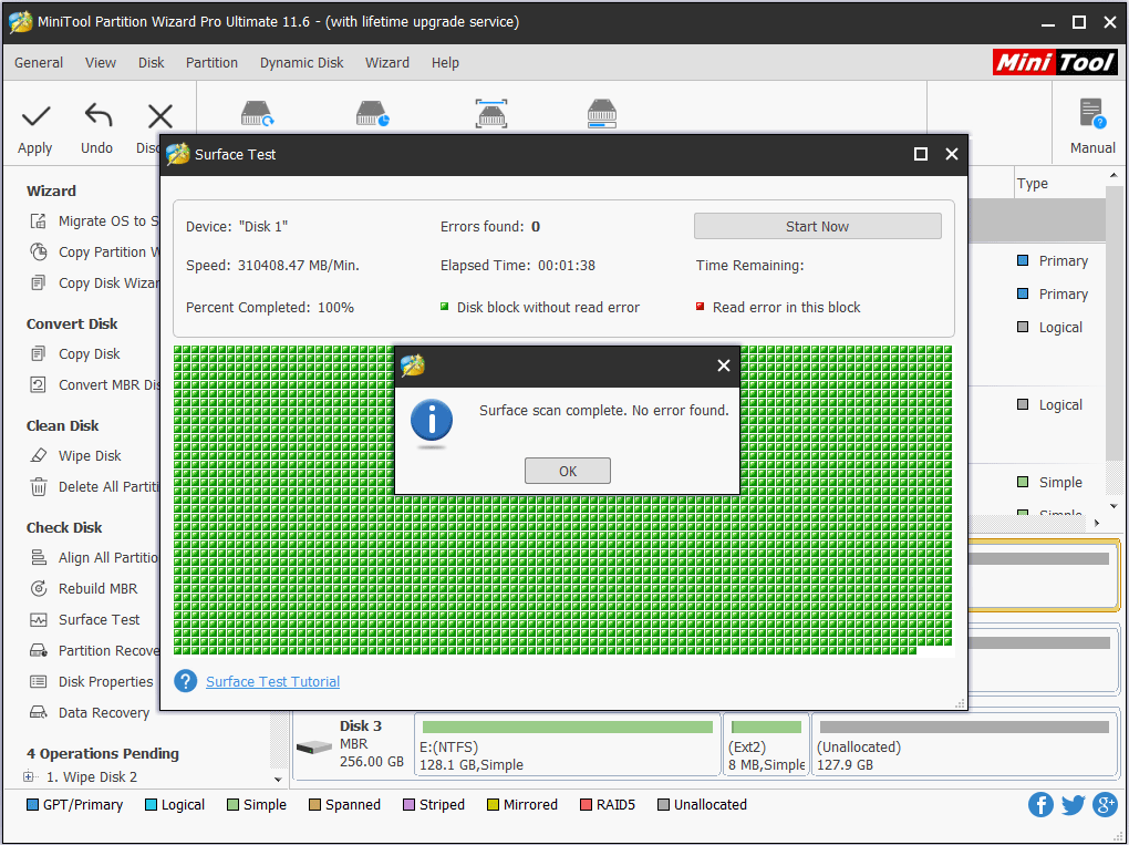surface test scan complete