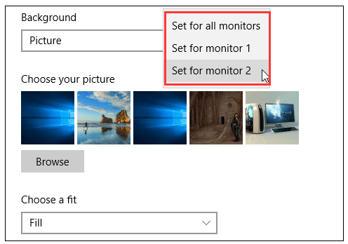 select a monitor to set wallpaper