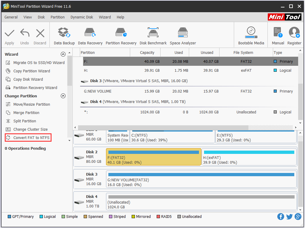 activate the Convert FAT to NTFS feature
