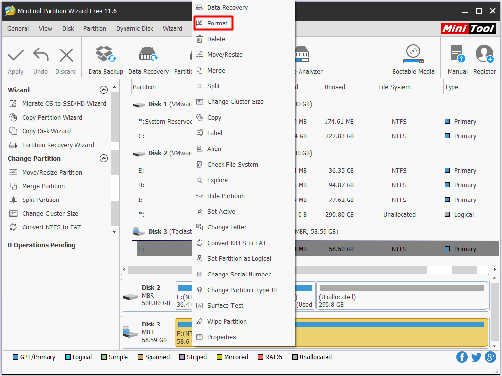choose the Format feature