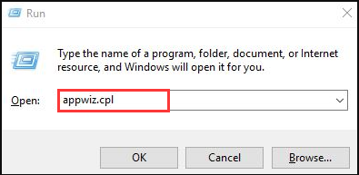 type appwiz.cpl in the box