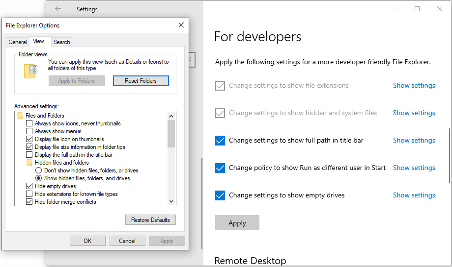 Development setting