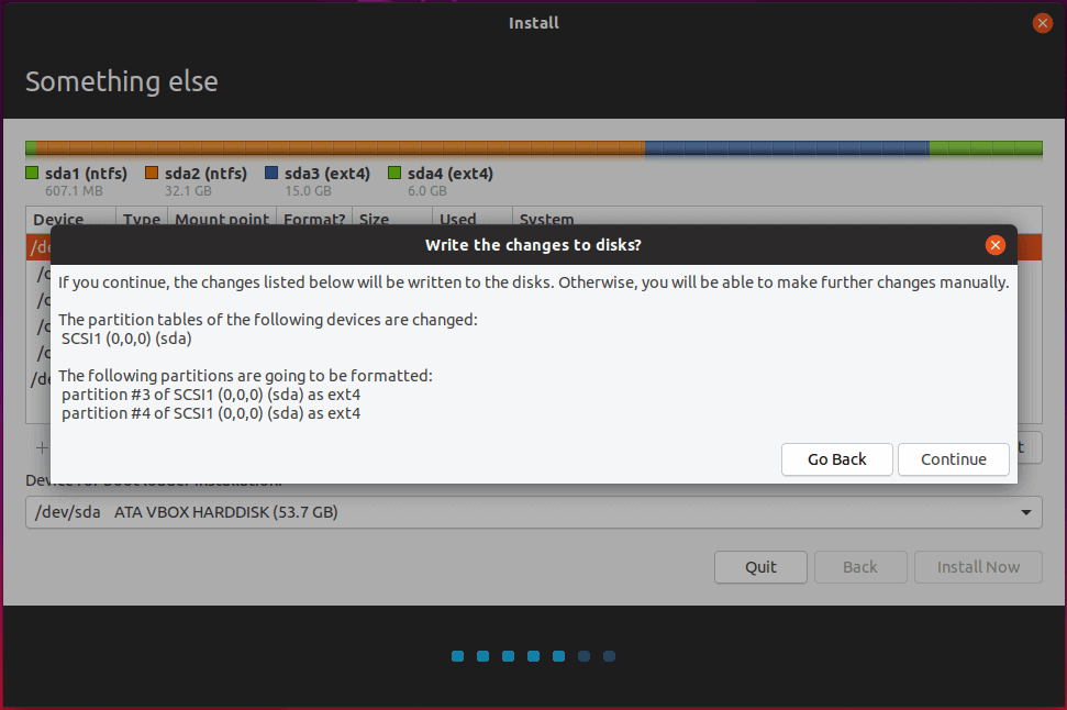 confirm the Ubuntu installation