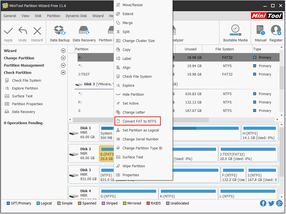 click Convert FAT to NTFS