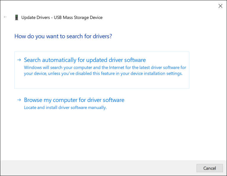 choose Search automatically for updated driver software