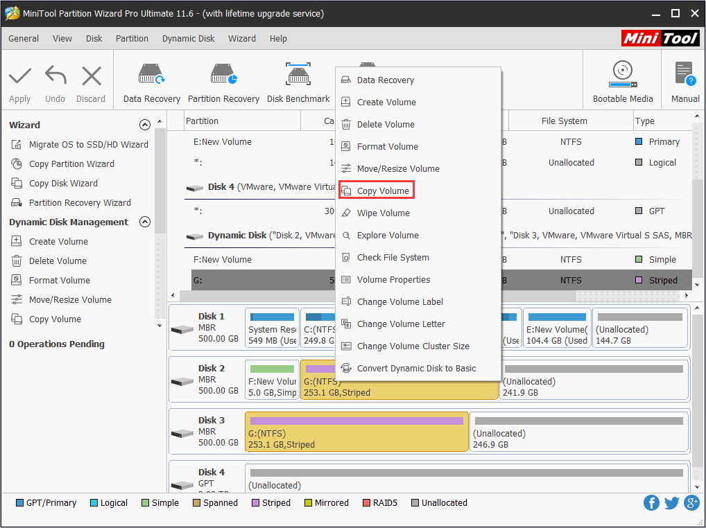 click Copy Volume feature