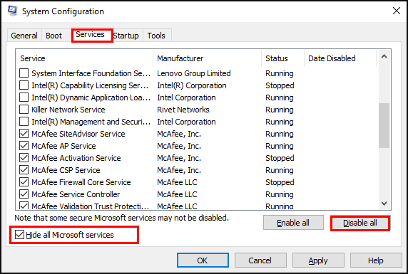 disable third-party services