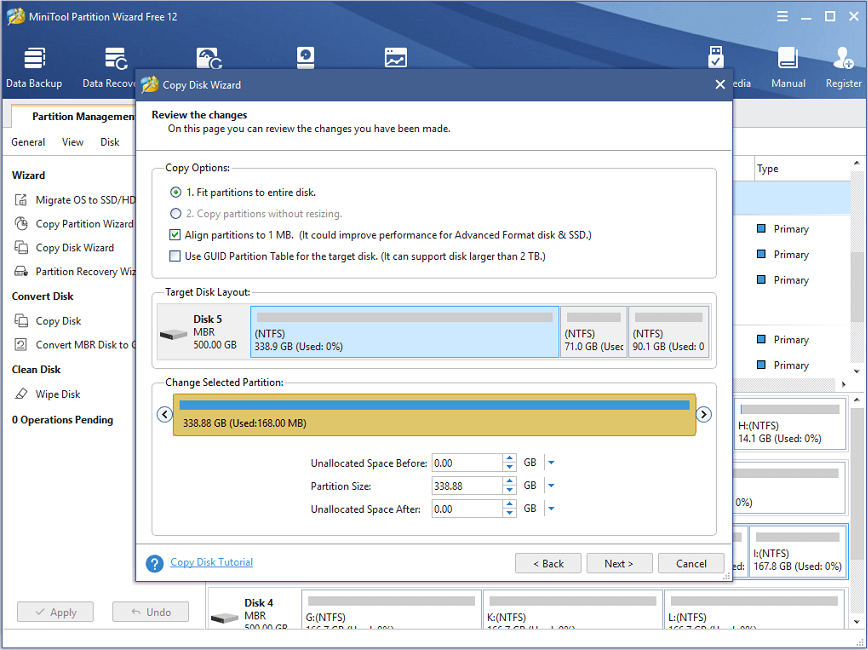 choose a copy method and click Next