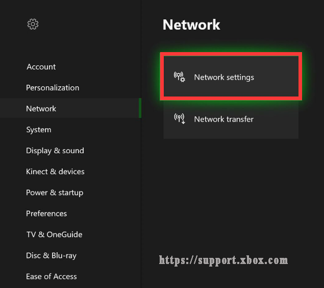 select Network settings