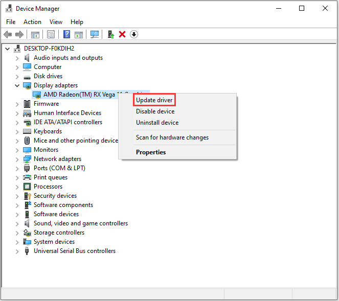 click Update driver