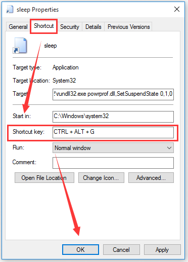create a key combination