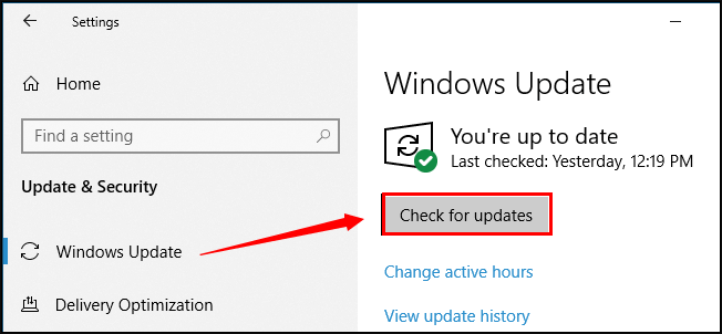 click Check for updates