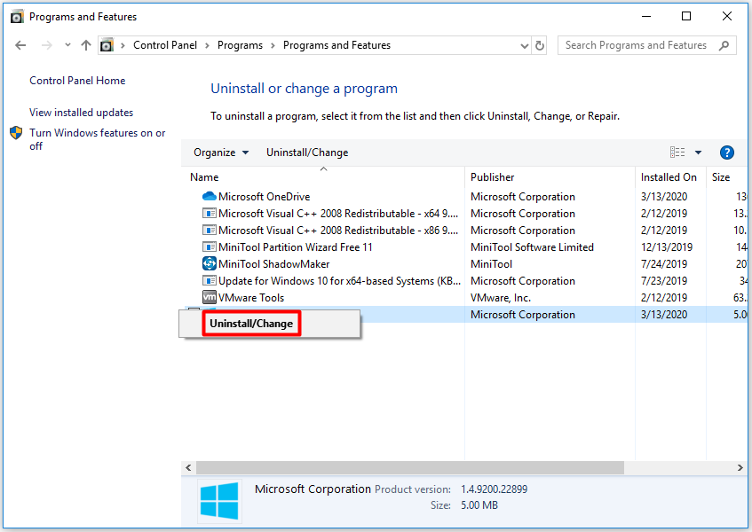 Uninstall the program