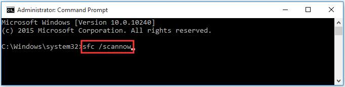 type and execute system file checker command