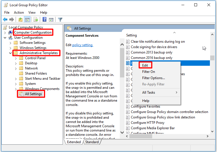 go to the final location and edit the specified option