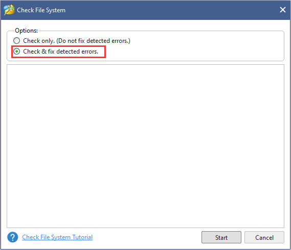 choose Check & fix detected errors
