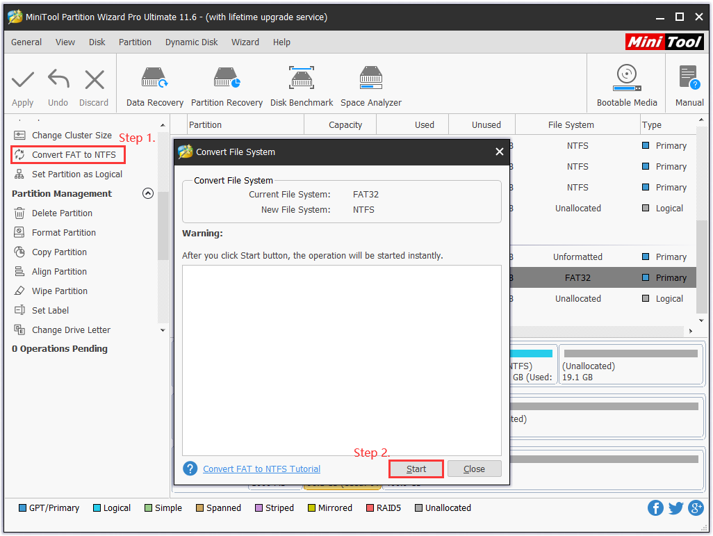 SanDisk 64GB Flash Drive Only Showing 32GB Partition Wizard