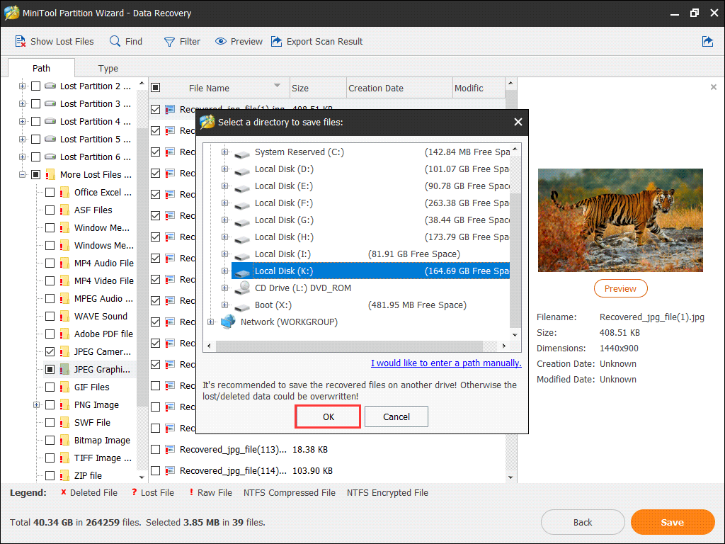 choose a directory to save those files