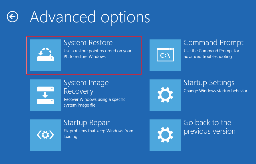 choose system restore