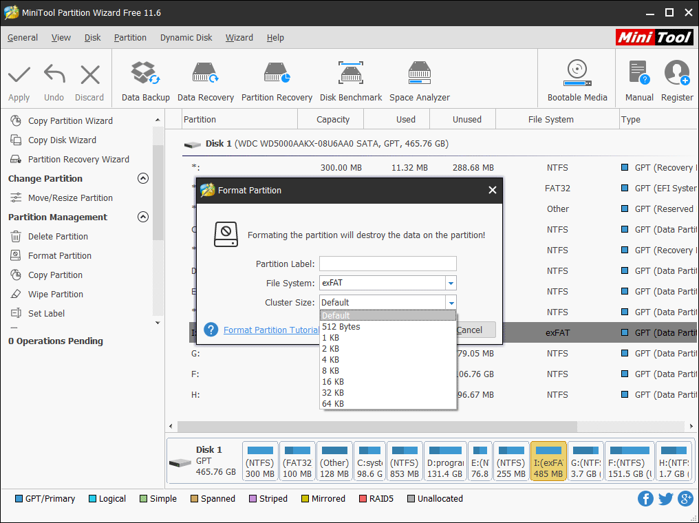 choose a cluster size and click OK