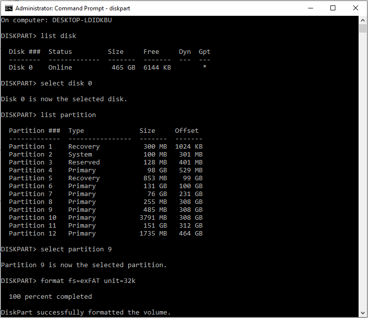 format drive with commands