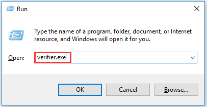 open the driver verifier utility from the run utility